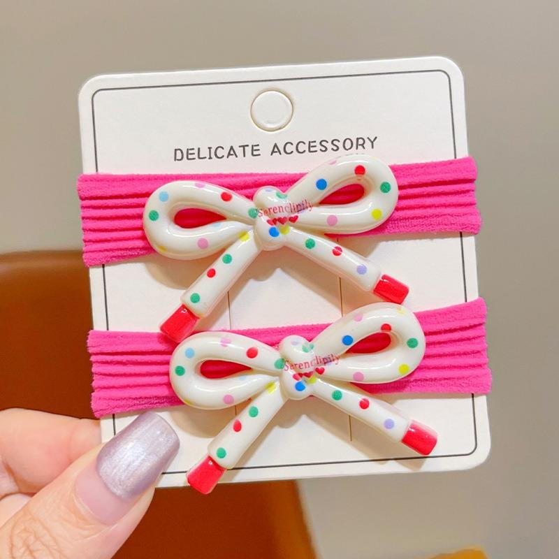 Sweet Bowknot Hairbands Candy Color Polka Dot Bow Ponytail Holder Elastic Rubber Bands Girls Fashion Versatile Hair Ties