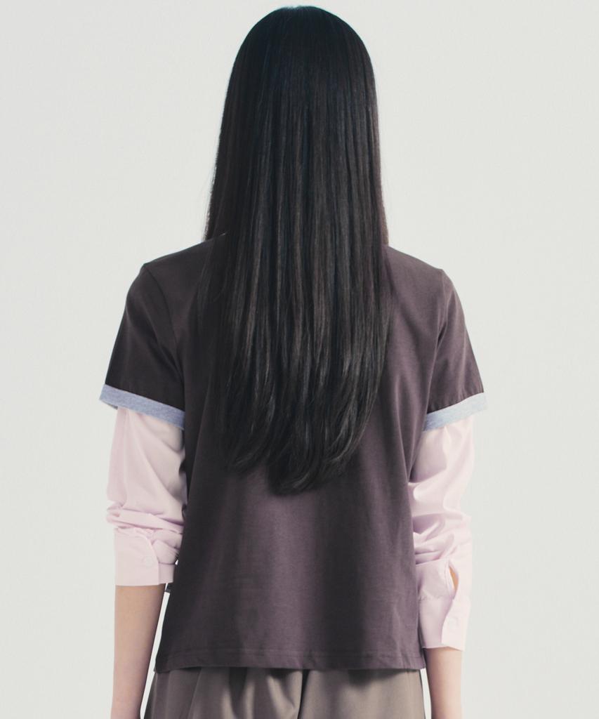 Nigaennikol Butterfly Contrast Ringer Top_Charcoal Silver