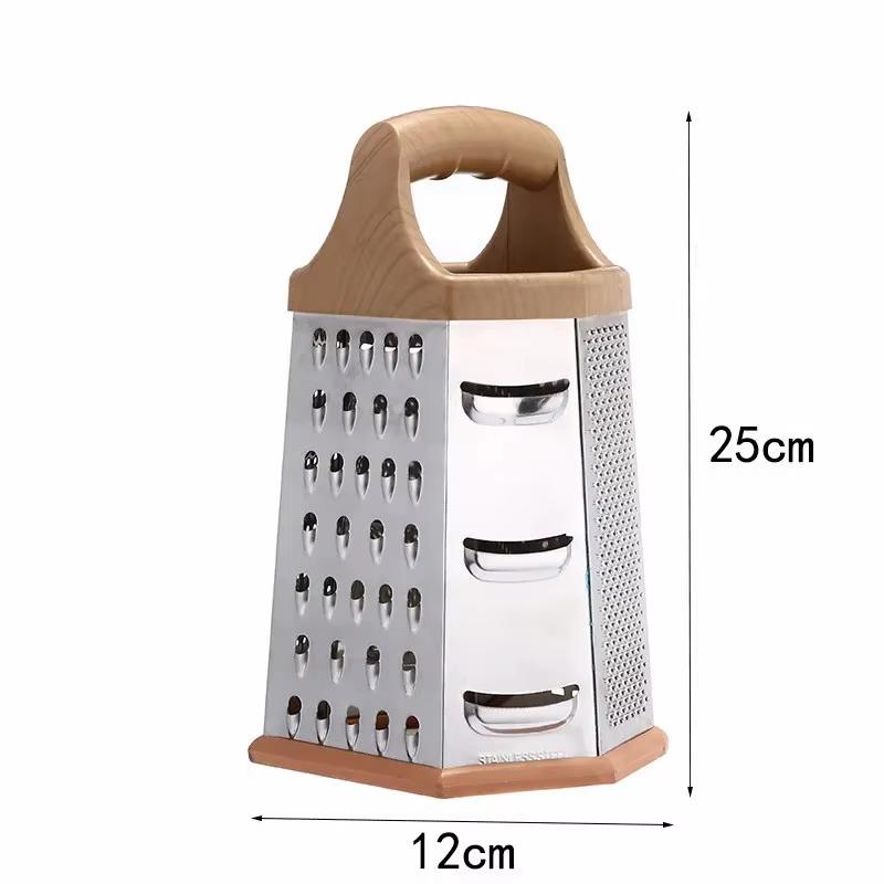 Stainless Steel 6 Sided Blades Box Grater Container Multipurpose Vegetables Cutter Manual Cheese Graters Kitchen Accessories