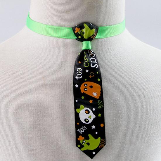 Halloween Dog Tie Collar Pets Pumpkin Ghost Necktie Adjustable Necktie Collar for Cat Doggy Festive Holiday Dress-up Accessories
