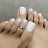 24pcs Handmade White Square False Toe Nails With Rhinestones, Suitable For Dating, For Toes Press On Nails Toe Nail Supplies