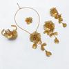 New Hollow Flower Butterfly Earrings Necklace Bracelet Ring Gold Ladies Temperament Luxury Jewelry Set