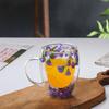 Double-layer Glass Mugs with Dry Flower and Handle for Coffee, Cocktails Elegant Glasses Cup for Entertaining Guest