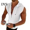 Bequemes Herren Freizeit T-Shirt Mit Kapuze Reißverschluss Jacquard Ärmelloser Hoodie Stylisches Hemd mit Reißverschluss Vorne Texturiertes Sommer Tanktop für Fitnessstudio Straße