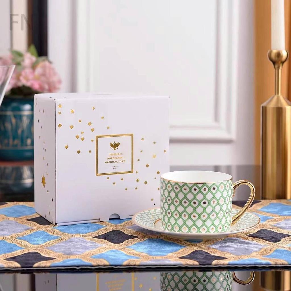 Ruský královský kostní porcelánový set šálku a podšálku na kávu - Keramika v evropském stylu pro odpolední čaj