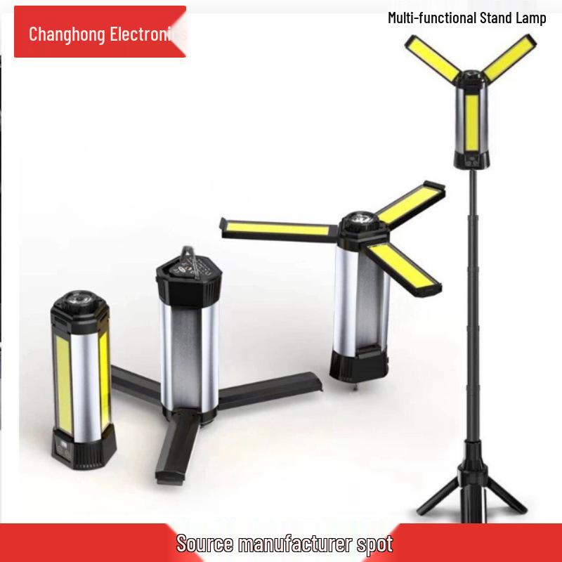 High Lumen COB LED Camping Light: Retractable Pole & Bracket for Outdoor Fishing, Multi-functional Use