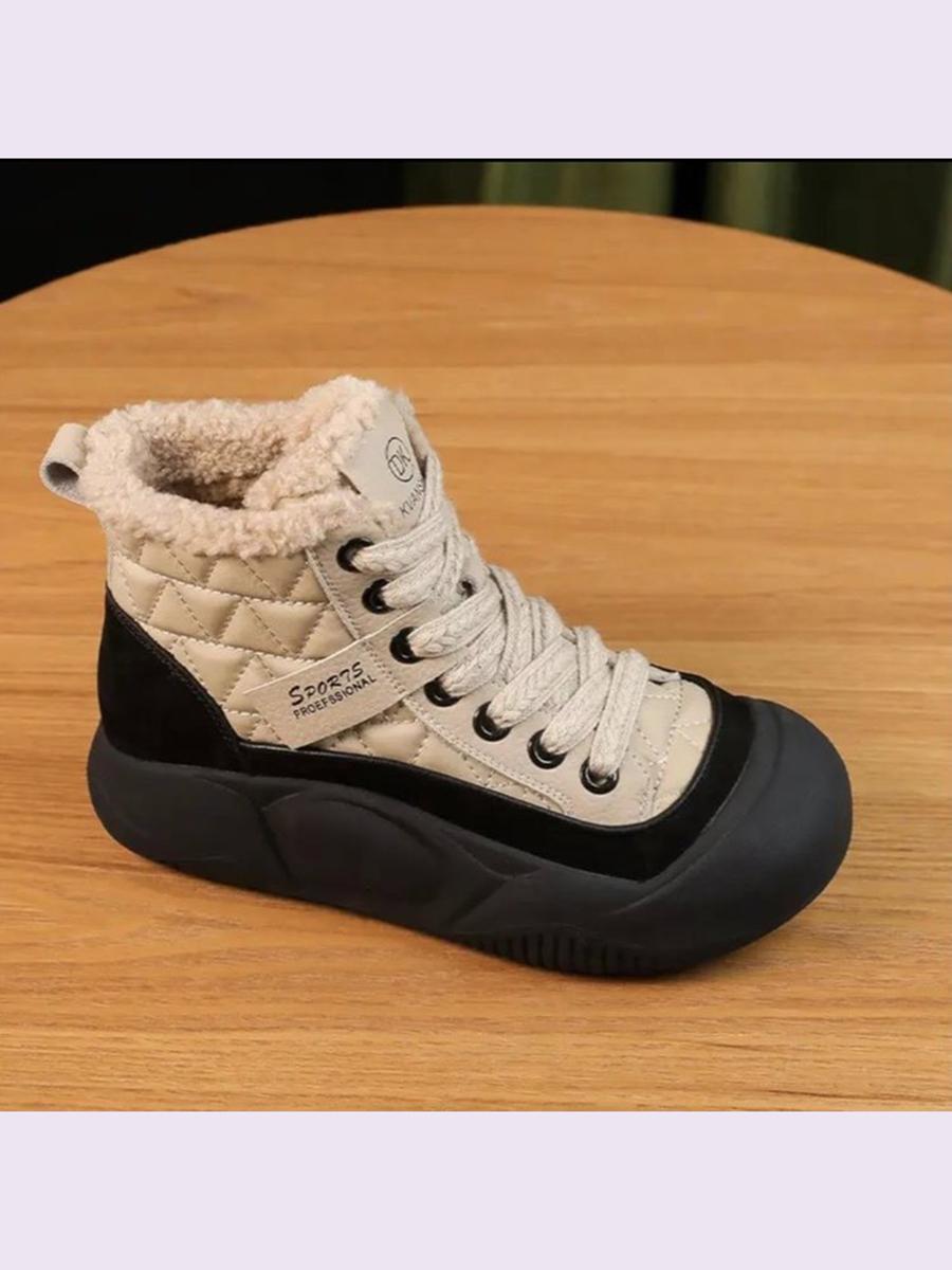 

Модные женские зимние туфли из кашемира 4 см, кожаные, с плоским дном, с мягкой подошвой, нескользящие, с толстой подошвой 35 бежевый