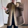 Women's Lambswool Patchwork Jacket - Thick, Warm, Fashionable, Loose Fit for Autumn/Winter