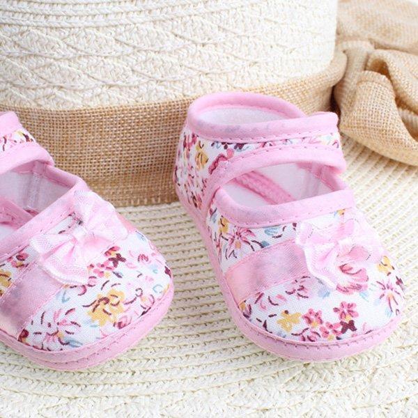 Baby Girls First Walkers Shoes Soft Crib shoes Floral Bow knot Cotton Shoes