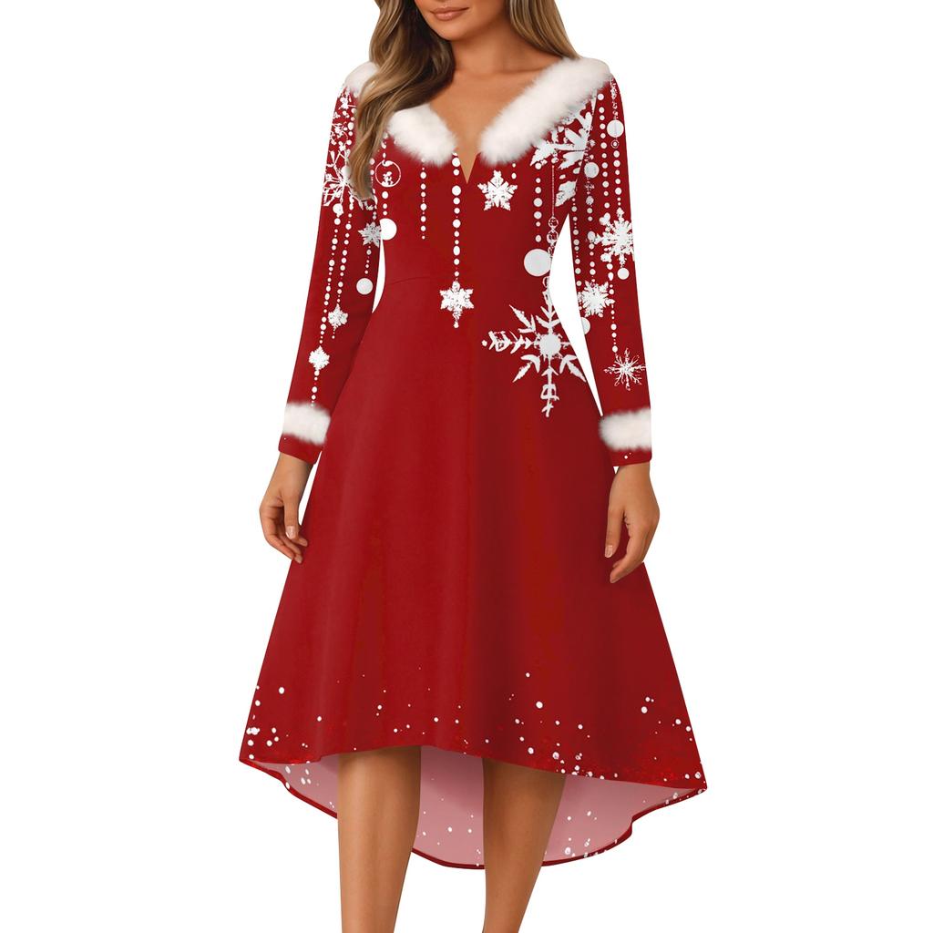 Christmas Party Printed Dresses For Women Vintage Christmas Midi Dress Casual Dresses Cocktail Dress Party Festive Dresses