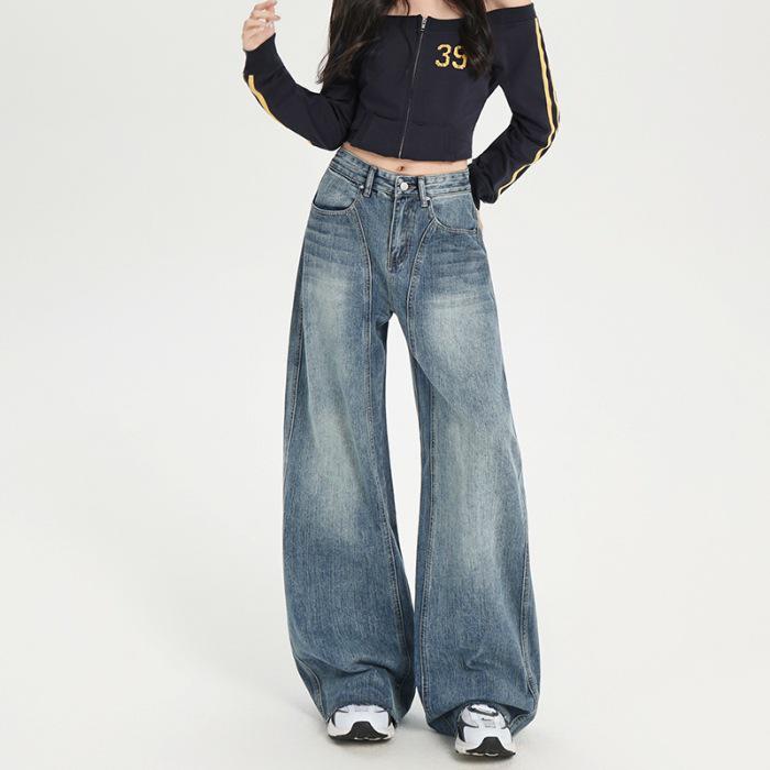 

High-Waisted Relaxed Fit Wide-Leg Jeans for Women - Autumn Hip-Slimming Style S