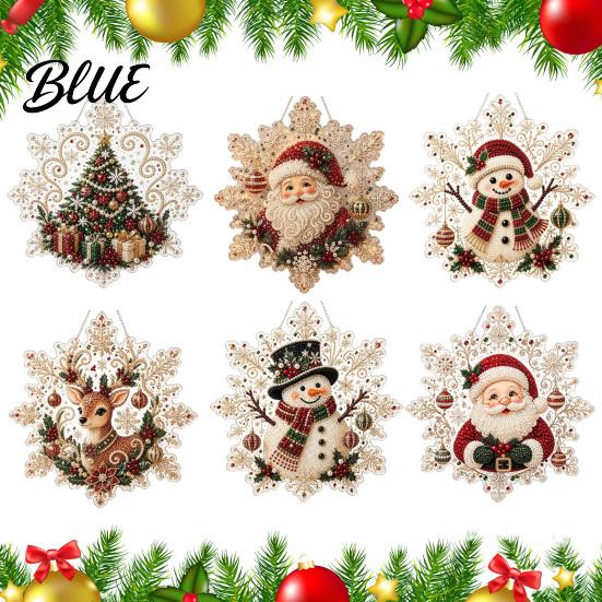 Double Sided Printed Double-sided 2D Pendant with Christmas Acrylic Holiday Decor Metal Chain Snowflake Indoor