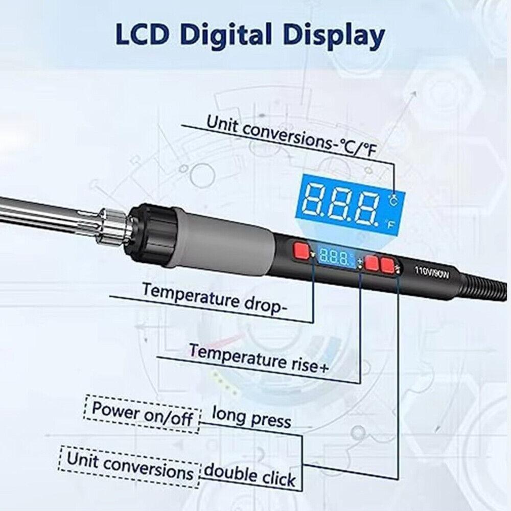 90W Soldering Iron Kit Temp Adjustment Electronic Iron Portable Solder Tool