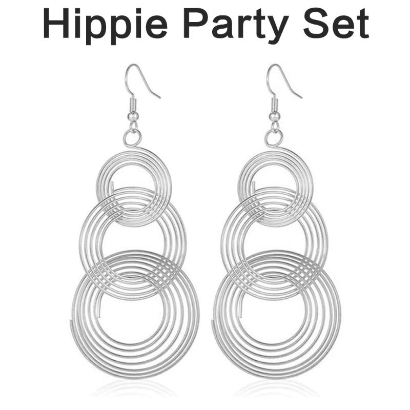 5 Peças Bijuteria Fantasia Disco Anos 1970, Óculos de Sol Brincos Colar Tiara Pulseira, para Mulheres Festa Temática Disco Anos 70/80