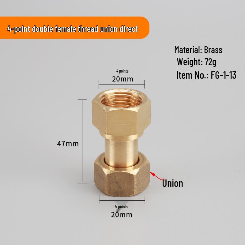 4-Point Dual Male Thread Antique Copper Pipe Extension Connector with Double Female Connection.