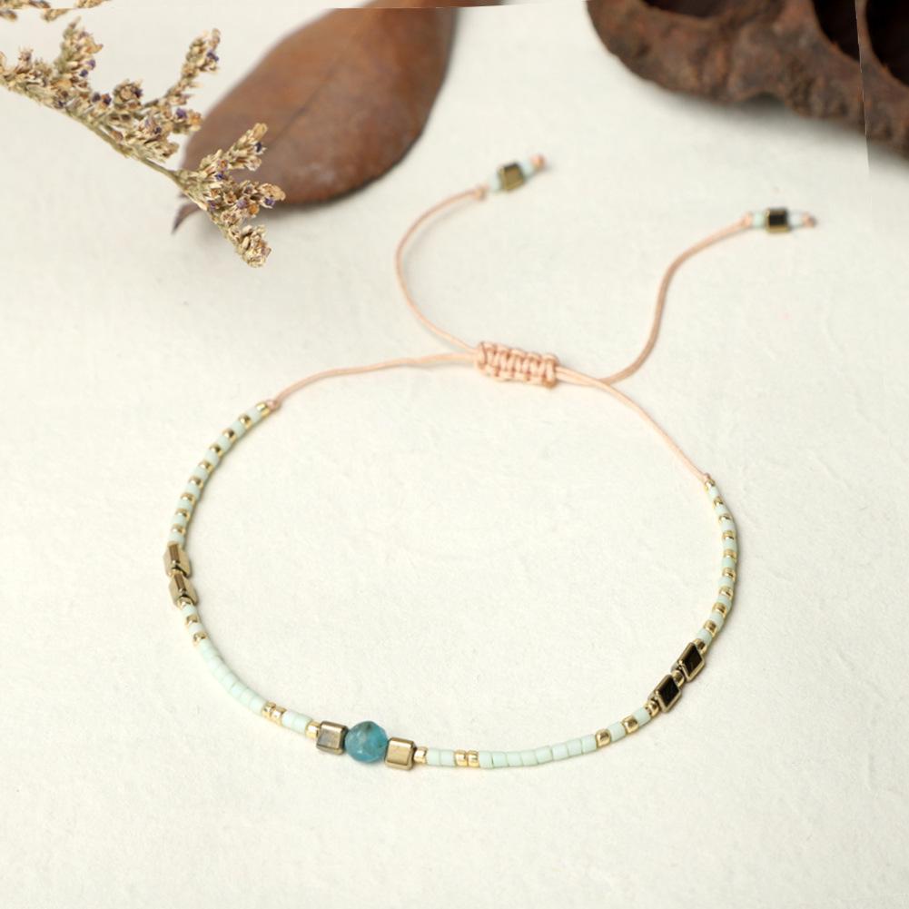 Trendy Deep Blue & Gold Rice Bead Pearl Hand Bracelet: Niche Design Women's Fashion Accessory