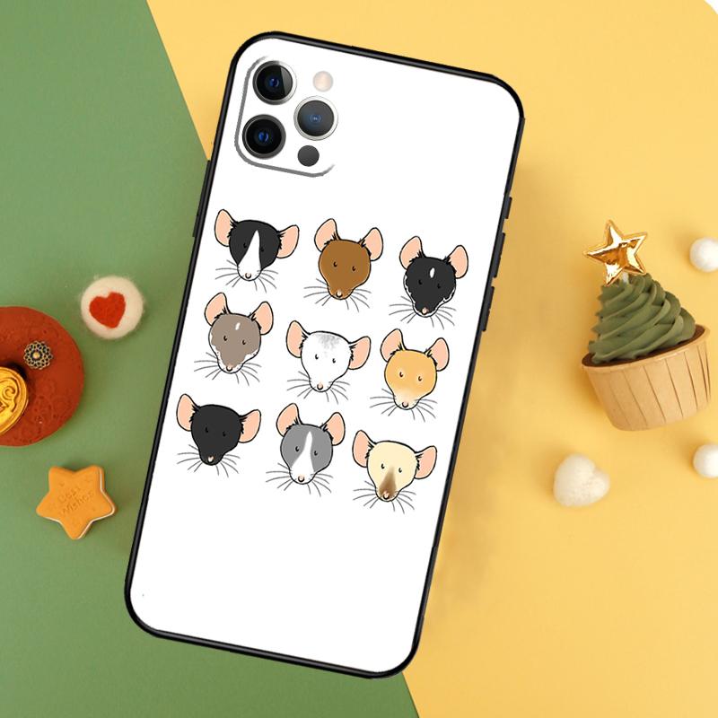 Cute Cartoon Animal Rat Phone Case For iPhone 17 17Air 16 15 14 13 11 12 Pro Max 12 13 Mini 16E Shockproof Cover