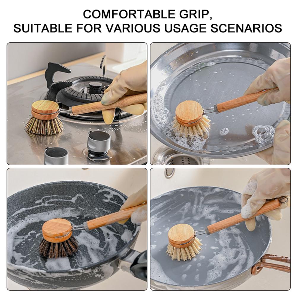 Long Handled Pot Brush Can Hang-Type Dishes Brush Kitchen Accessories