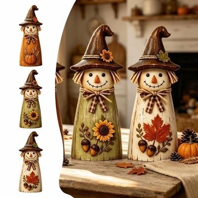Tabletop Wooden Scarecrow Decor Vintage Style Halloween Table Decorations  Autumn Decoration