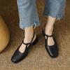 Fashion 2025 New Top Quality Genuine Leather Women Sandals Vintage T-Strap Square Toe Thick Heels Shoes Woman Summer Office Ladies Pumps