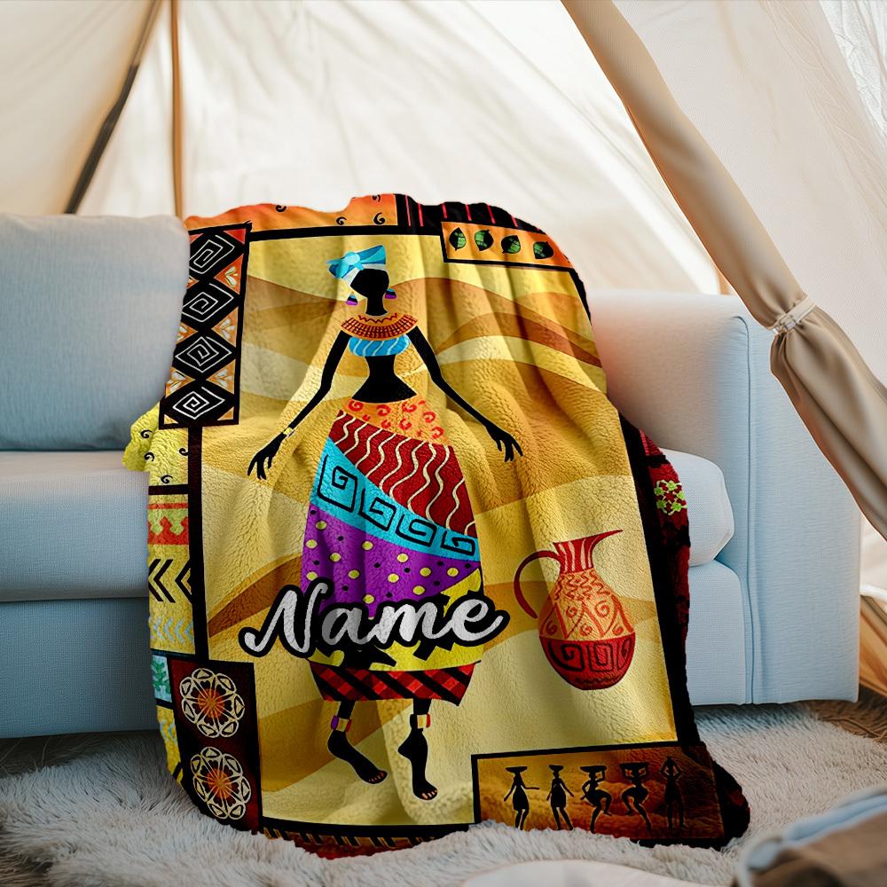 Ethnic Art Customize Your Name Outdoor Blanket Comfortable Soft Lightweight Allseason Multipurpose Blanket For Travel Camping Picnics Sofa Office Bed