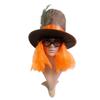 Peacock Feather Halloween Mask & Orange Wig Hat Combo