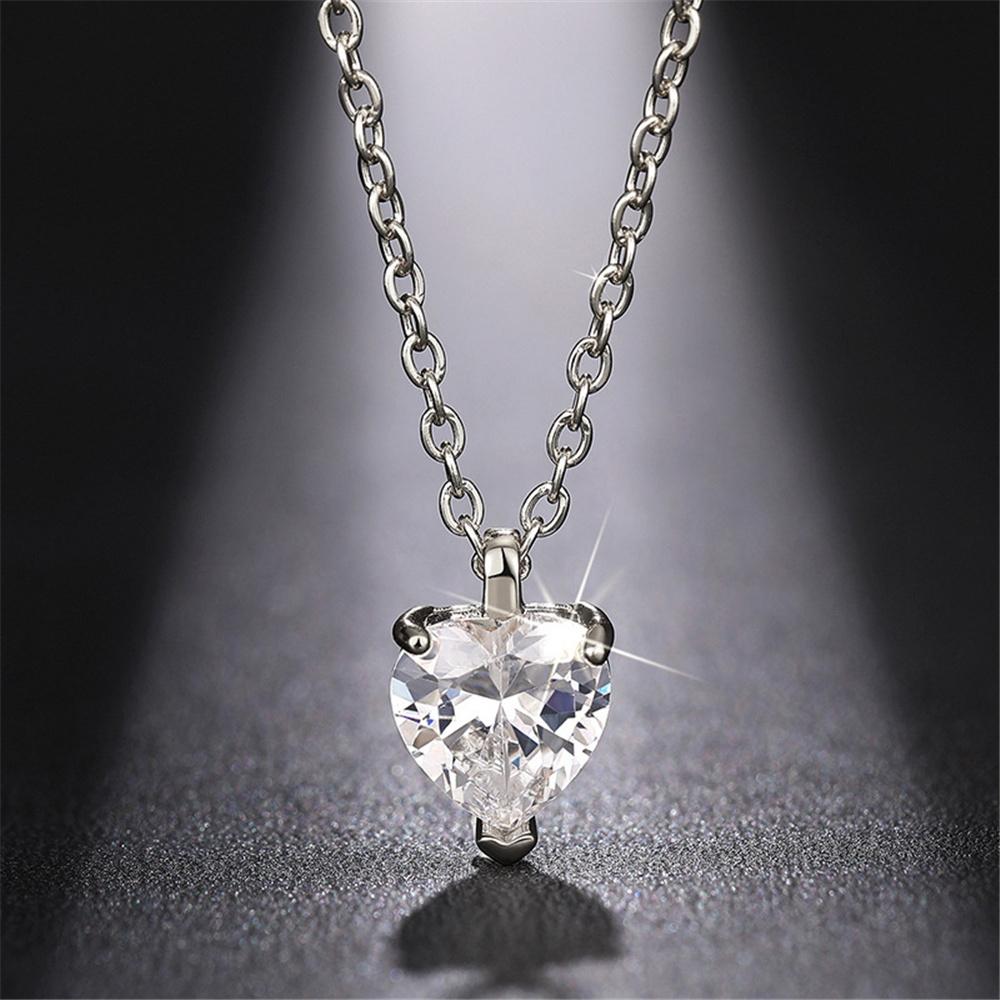 Luxury Female Crystal White Zircon Stone Heart Pendant Necklace Vintage Gold Color Wedding Jewelry For Women