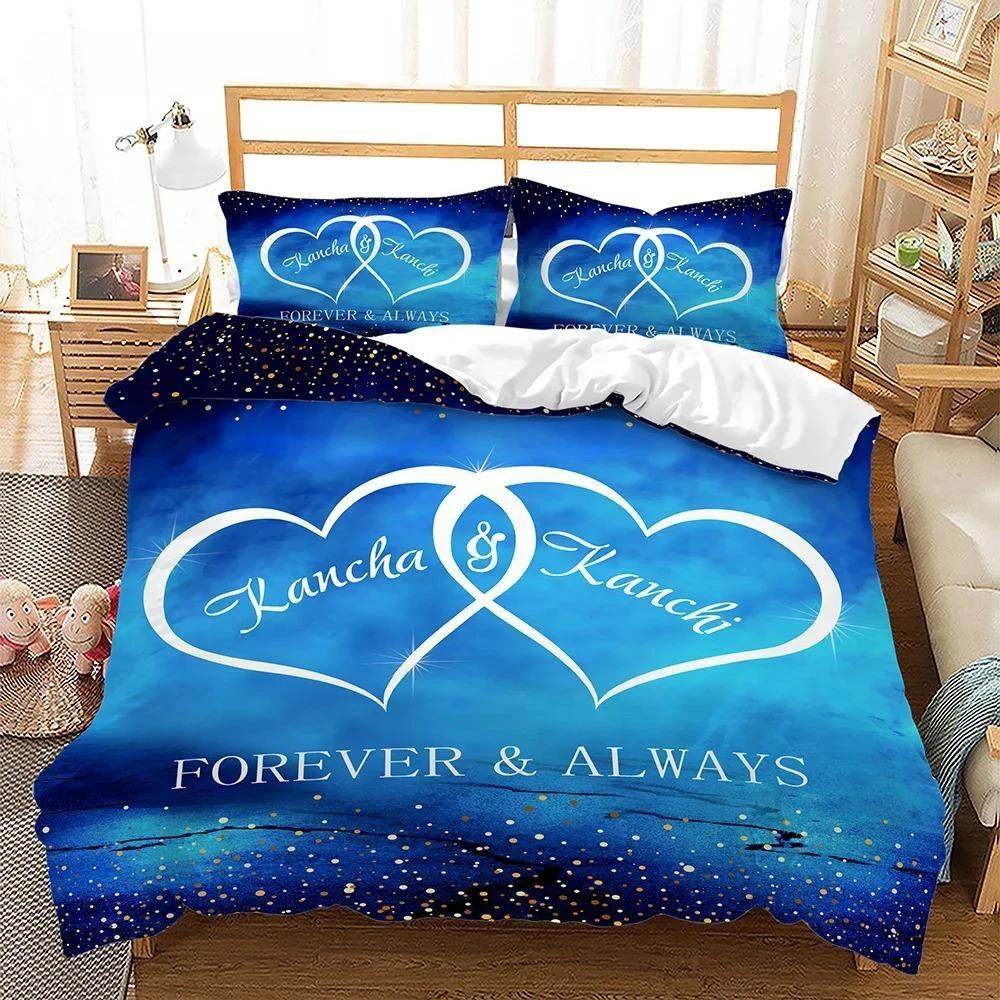 Couple Duvet Cover Romantic Love Pattern Of Lovers Pink Bedding Set Winter Single/double Duvet Cover Bedroom Set Free Shippping