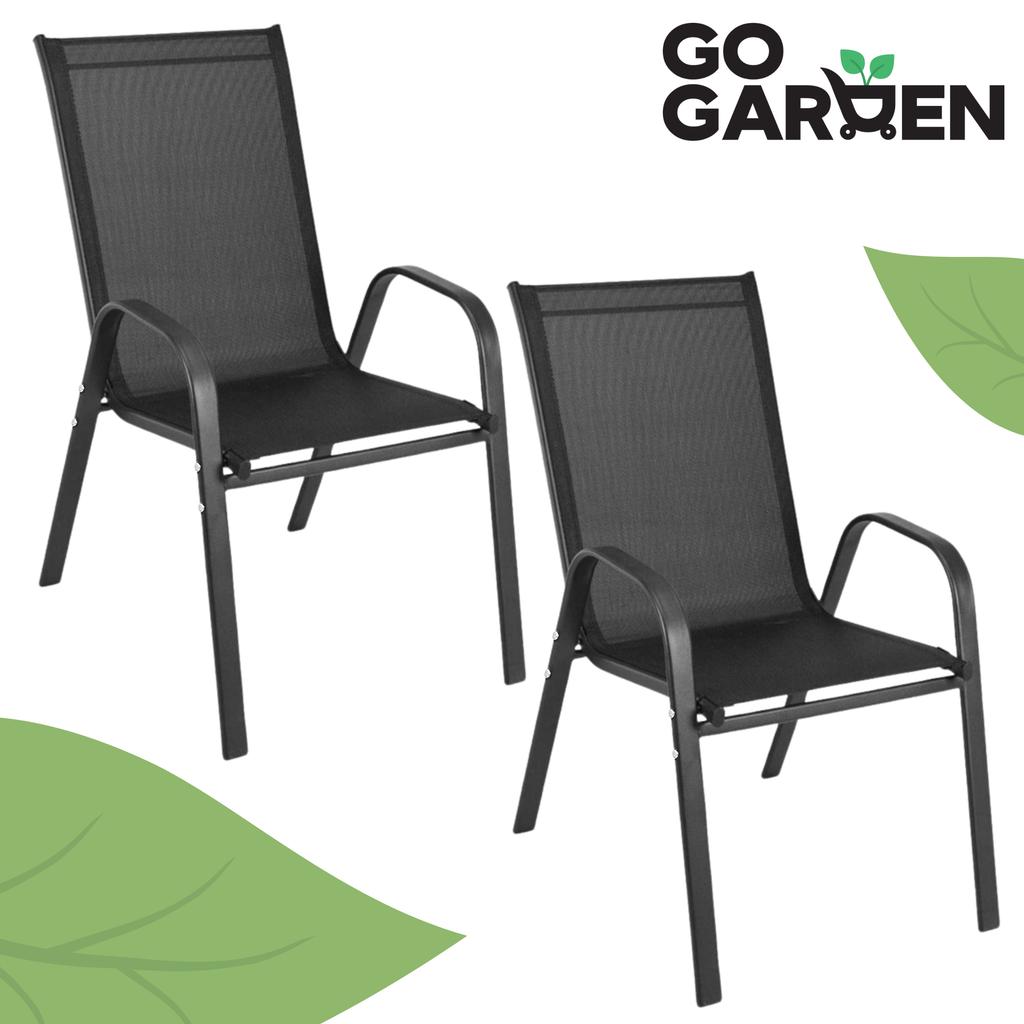 Schwarzer Metall-Gartenstuhl, 2 Stück