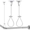 Stainless Steel Adjustable Shower Rod Support Systems Ceiling Mounted Brackets for Curved or Straight Layouts