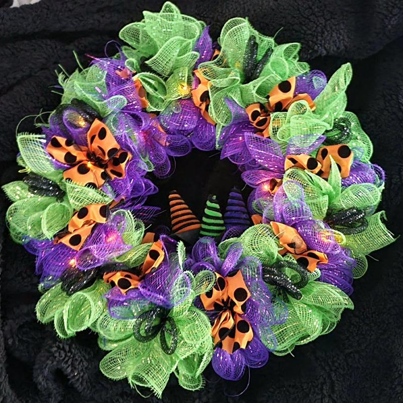 Halloween Mesh Ribbon DIY Wreath Bow Ribbon Gauze Halloween Party Decorations for Home Front Door Wreaths Decorations Supplies