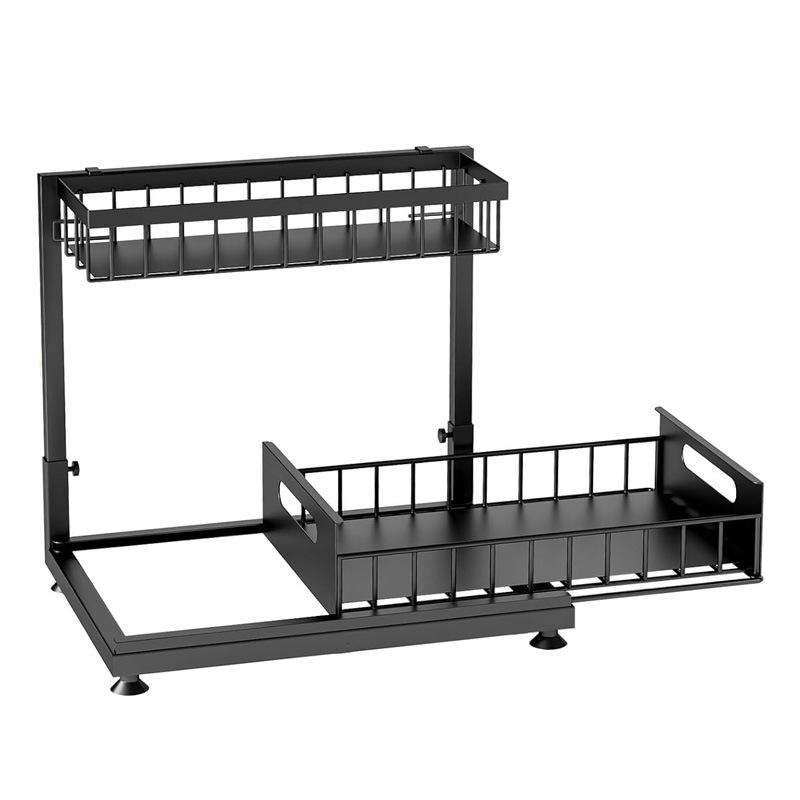 Double-Layer Pull-Out Spice & Storage Rack for Kitchen and Bathroom