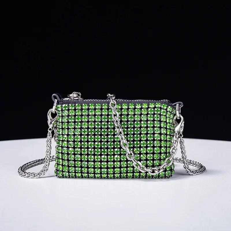 New Women's Bag 2025 Versatile Rhinestones Handbags with Diamond Chain Mini Bags Female Purse Wallet Shoulder Crossbody Bags
