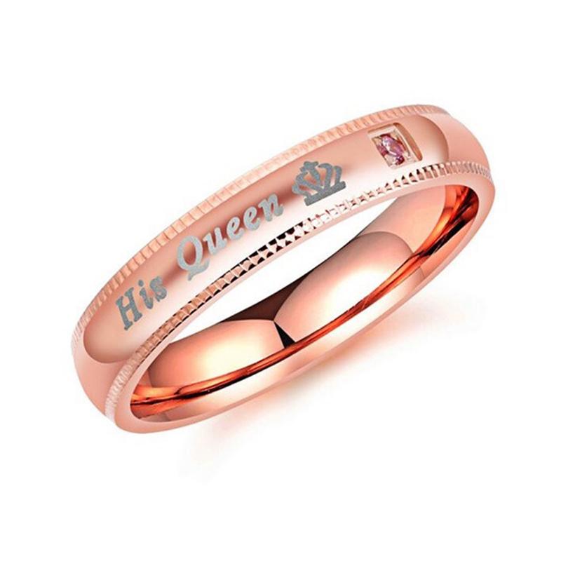 

Его Королева Ее Король Кольцо из нержавеющей стали с короной, инкрустированной стразами, для влюбленных 6 золотой