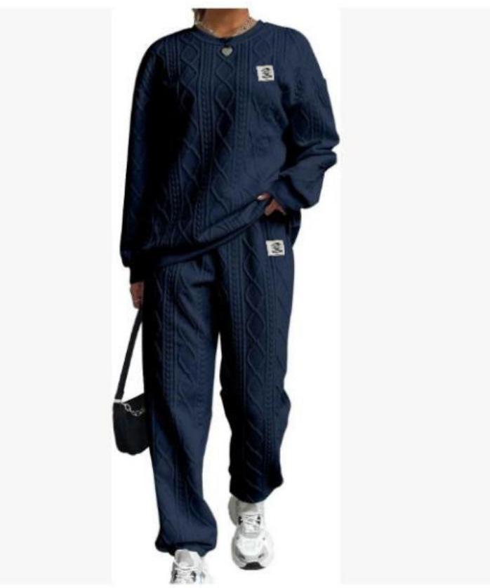 2024 Autumn/Winter Women's Jacquard Long-Sleeve Sweatshirt and Pants Set