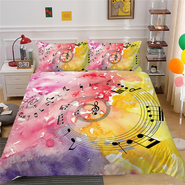 

Bedding Two Or Three-Piece Set Polyester Music Symbol Digital Printing A pair of pillowcases 50 * 75