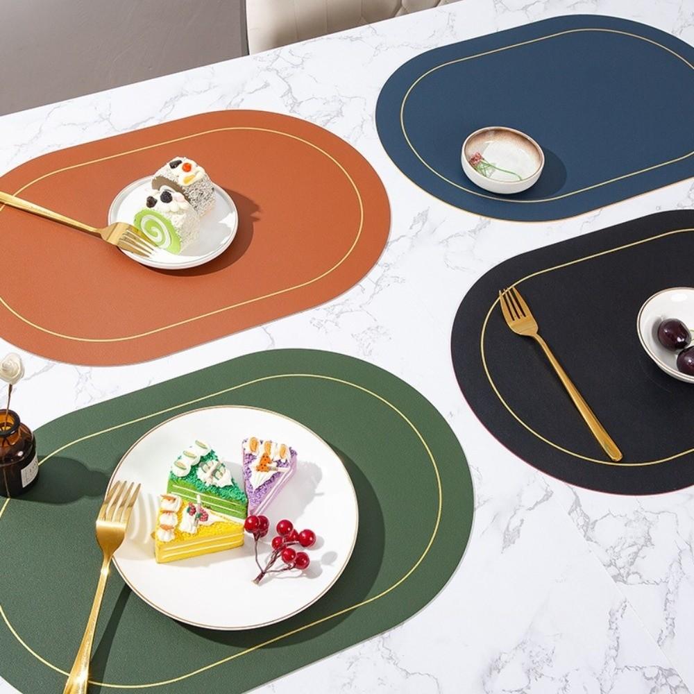 Leather Table Placemats Heat Resistant Waterproof Coffee Shop Decoration Oil-proof Washable Table Mats for Dining Table