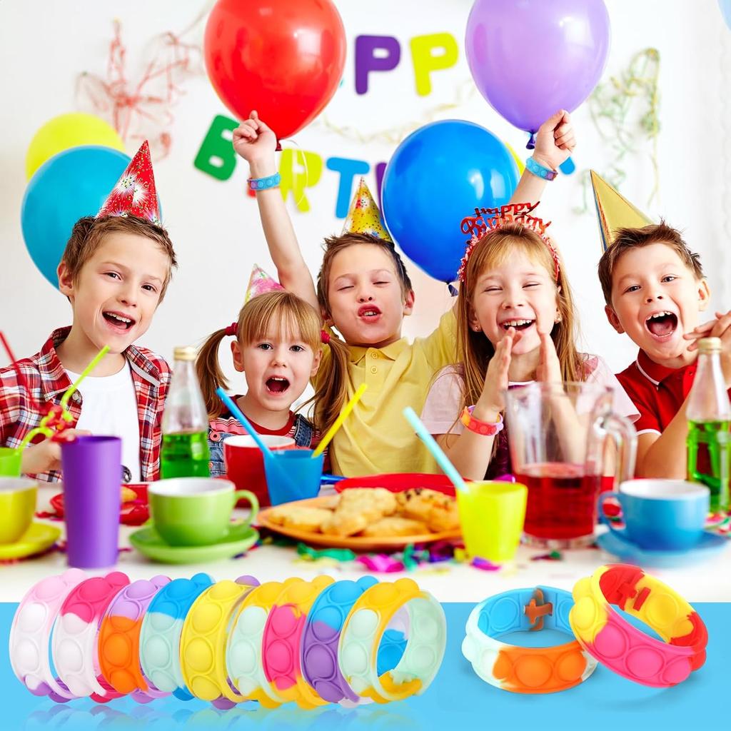 126 SZT Bransoletka Pop it Zestaw Zabawek Fidget, Bransoletka Fidget Prezenty na Przyjęcie Urodzinowe, Opaska na Nadgarstek Odstresowująca dla Osób z Autyzmem i ADHD, Opaska Fidget jako