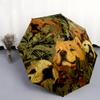 Chow Chow and Leaves Pattern, Automatic Folding Umbrella, Portable and Foldable Design, 8 Ribs, a Christmas or Birthday Gift.