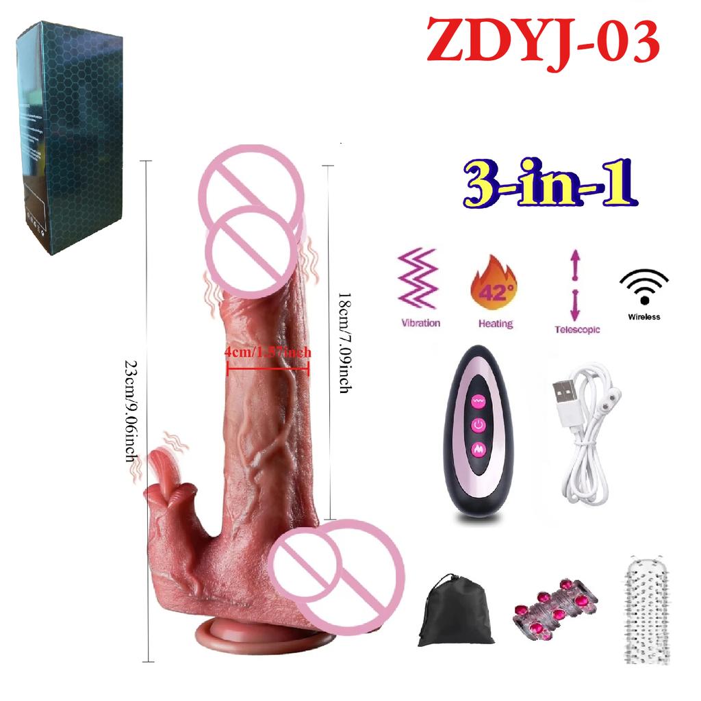 Thrusting Telescopic Realistic Dildo with Suction Cup Heating Swing Sex Toys Vibrator Masturbators Vagina Anal Massager Gode 18+