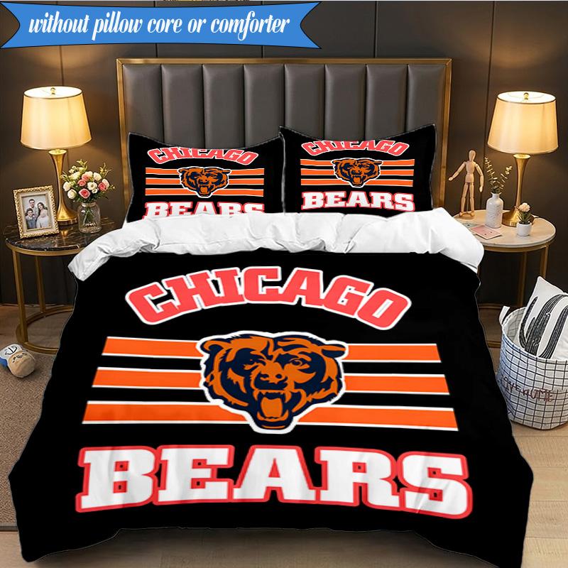 Chicago Bears  3pcs Bedding,Including 1pc Duvet Cover And 2pcs Pillowcases Perfect for Christmas,Ideal for Bedroom, Dormitory