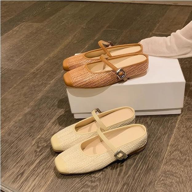 Version peau de mouton~ Mère raisin, la hauteur intérieure du même style augmente de 5 cm pour les loisirs et les vacances, tête carrée tissée en paille de vent cool sl