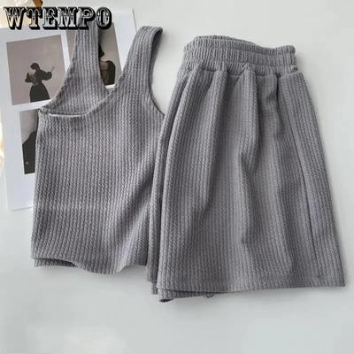 Damen Pyjama Set Sommer Home Kleidung 2-teiliges Set Nachtwäsche Damen Einfarbig Anzüge mit Shorts Lässige Loungewear