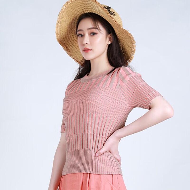 Anlom Women's Striped Short Sleeve Knit Top