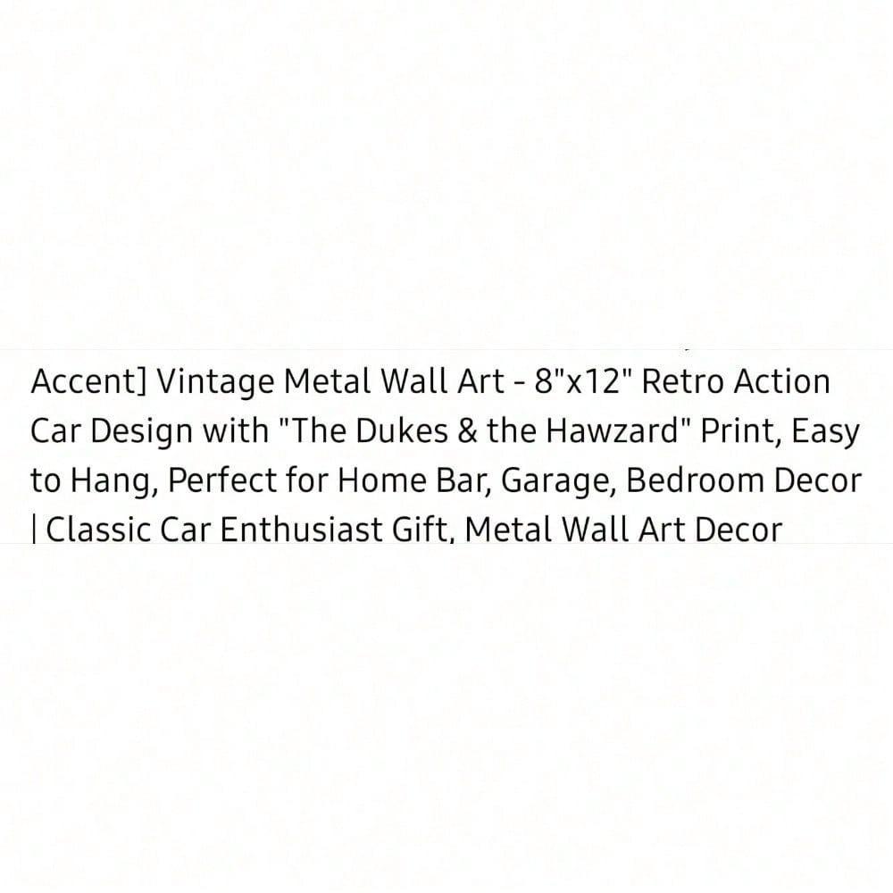 Vintage General Lee Dukes of Hazzard Tin Sign 8x12 Metal Wall Art for Garage Bar Home Decor