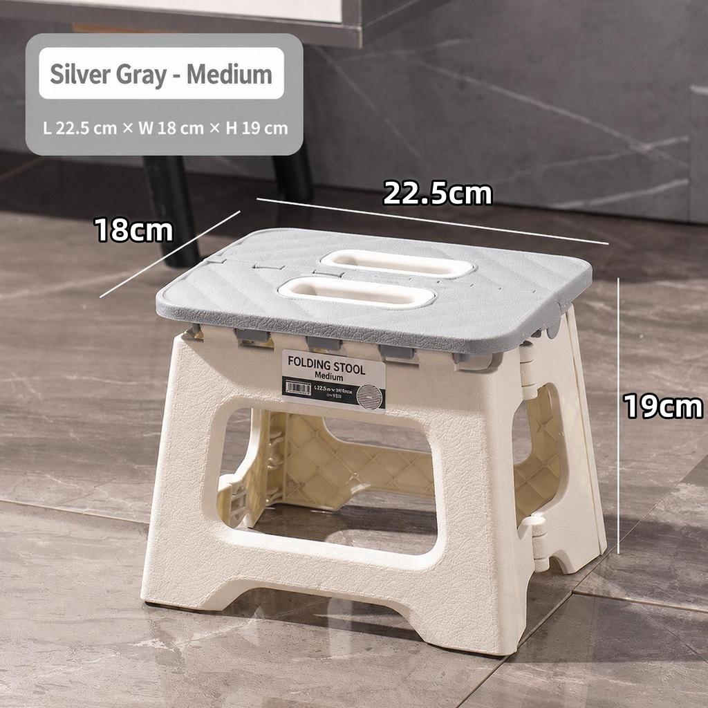 Folding Step Stool, High Load-Bearing 300lb Non-Slip Portable Stool, Space Saving Thickened Plastic Mini Chair for Kitchen Bathroom Camping Fishing