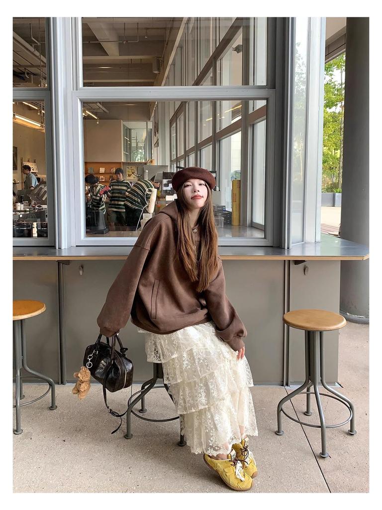 Spring French Embroidered Layered Ruffle High-Waist Long Skirt for Women