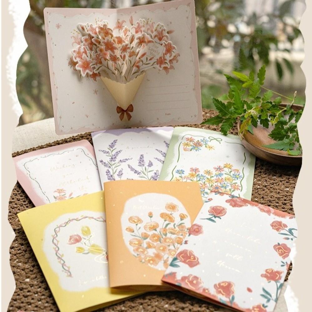 New 3D Pop-up Style 3D Greeting Card Creative Handmade Flower Blessing Card Romantic Creative Flower Card Valentine's Day
