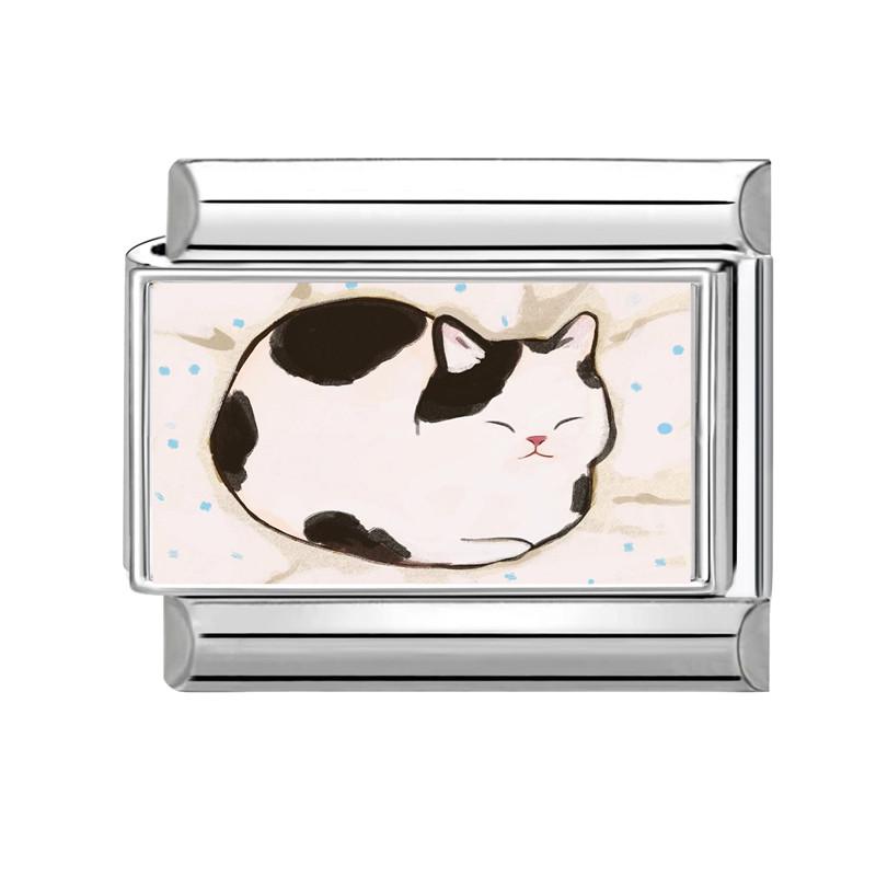 Y2K Cartoon Cat Dog Flower Love Rabbit Guitar Italian Charm Links Fit 9mm Stainless Steel Bracelet Women Men DIY Making Gift