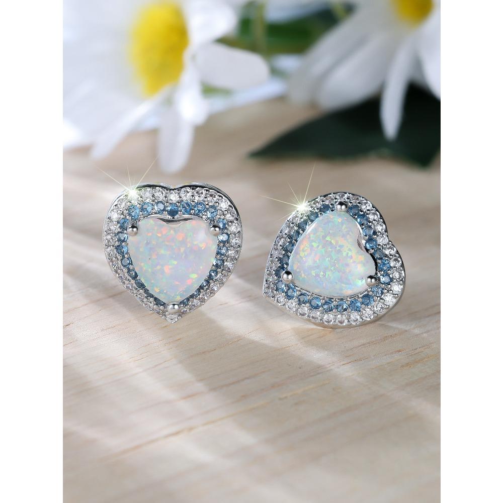 Miluji bílý okraj modré a bílé diamantové náušnice Niche Lehký luxus Atmosférické Všestranné náušnice